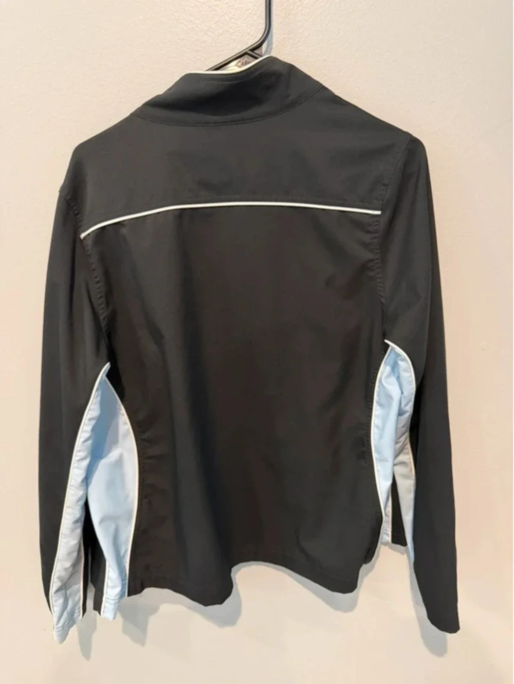 Nike Fit Dry Track Jacket Women’s Large Black baby blue Full Zip